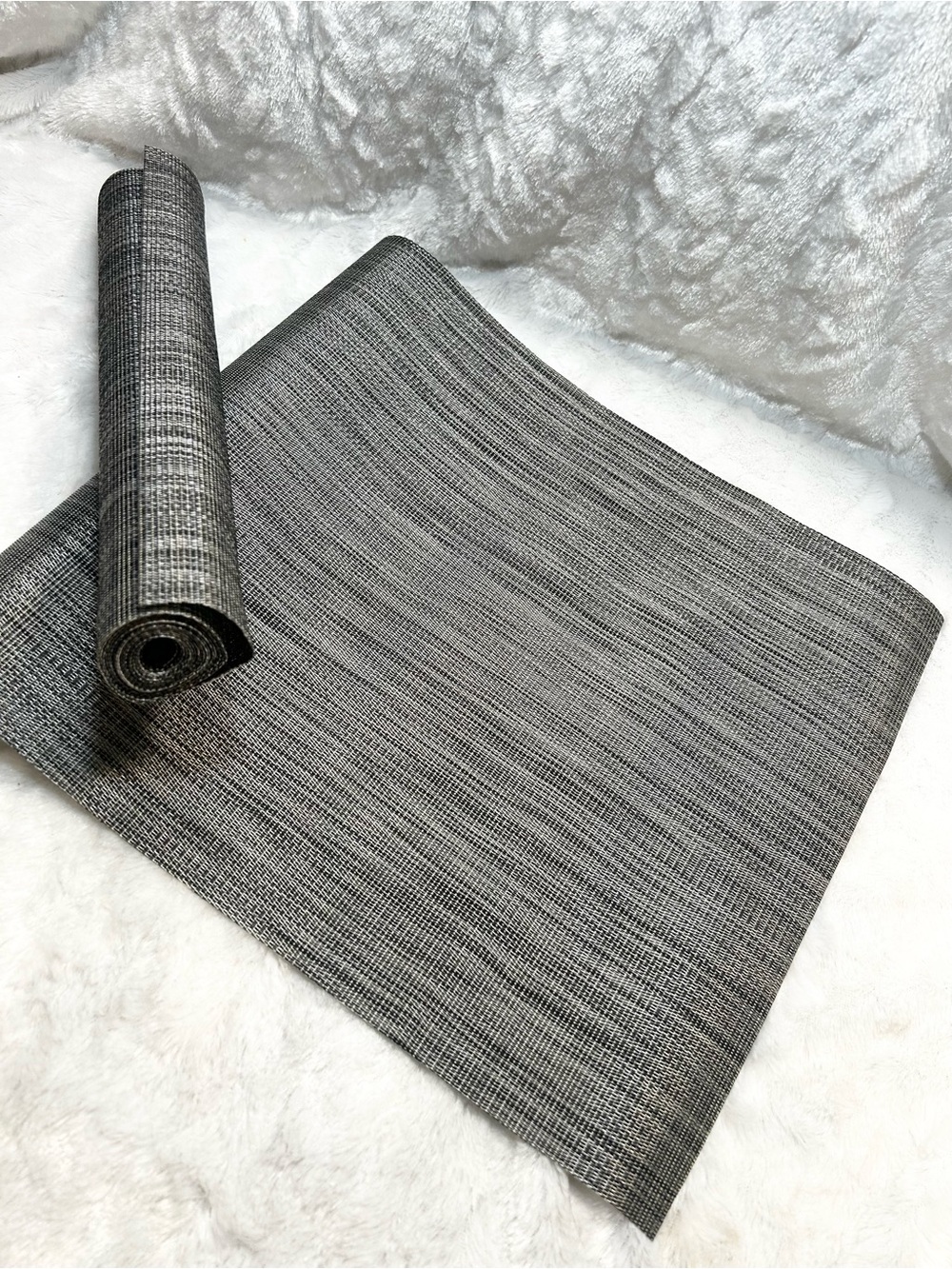 METROWEAVE TYPE TABLE RUNNER 72" X 13 5/8" GRAY BLACK TWEED "LISTING IS FOR ONE"